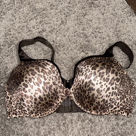 Vanity Fair Brown Black Leopard Print Bra Padded Underwire - Picture 1 of 3